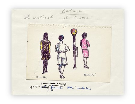 ORFEO TAMBURI (1910-1994) - Senza Titolo (Fermata dell'autobus), 1967