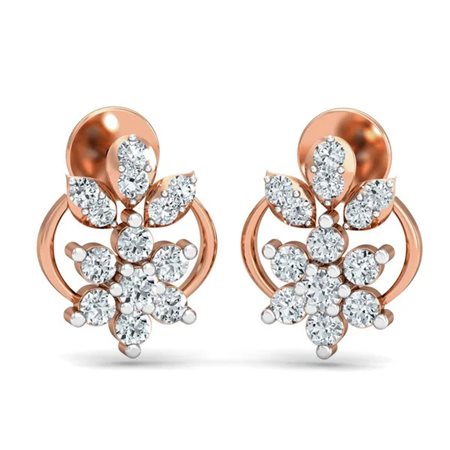 ORECCHINI A LOBO IN ORO ROSA 14K CON DIAMANTI HALO 0.13 CT - DOC-0012663-0036