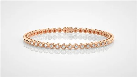 BRACCIALE A CATENA IN ORO ROSA 14K CON DIAMANTI 1.23 CT - DOC-0031066-0036
