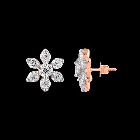 ORECCHINI A LOBO IN ORO ROSA 14K CON DIAMANTI NATURALI 0.16 CT - DOC-0013554-0005