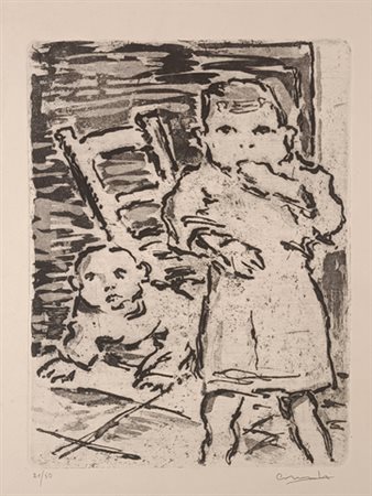 FIRMA INDECIFRATA N.D. ( -) 1900 Bambini 1970 Incisione acquatinta acquaforte...