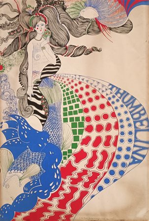 ANONIMO Anonimo (An) Thumbelina 1970 Poster vintage psicadelico 70,00x50,00...