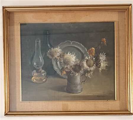 FIRMA INDECIFRATA N.D. ( -) 1900 Natura morta Olio su faesite 50,00x55,00...