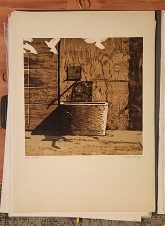 SALIOLA ANTONIO Bologna (Bo) 1939 Nel cortile 1977 Litografia su carta es....