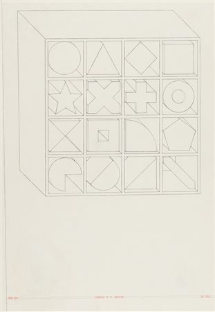 Lucio Del Pezzo (Napoli, 1933 - 2020) Casellario di 16 elementi 1976 China su...