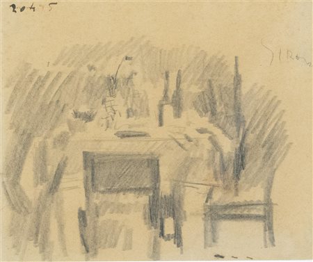 Mario Sironi (Sassari, 1885 - Milano, 1961) Interno 1926 ca. Matita grassa su...