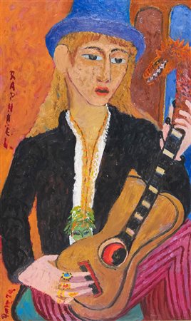 Antonietta Raphael Mafai (1895 - 1975) Chitarrista 1970 Olio su tavola cm....
