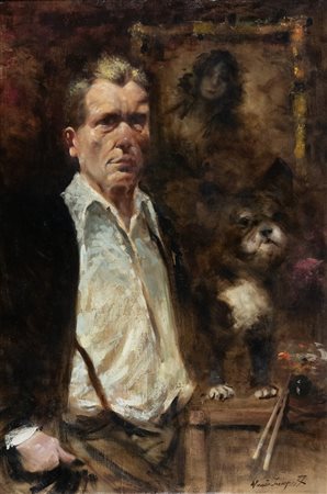 Alessio Issupoff (Vjatka (Rus), 1889 - Roma, 1957) Ritratto dell'Artista con...