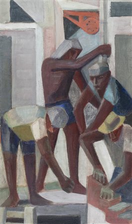 Alberto Zampieri (Livorno, 1903 - Pisa, 1992) Lavoratori 1952 Olio su tela...