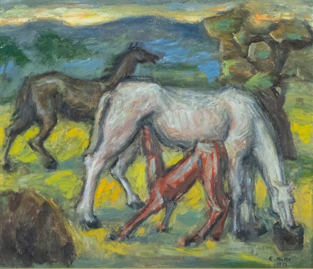 Emilio Notte (Ceglie Messapica (Br), 1891 - Napoli, 1982) Cavalli 1972 Olio...