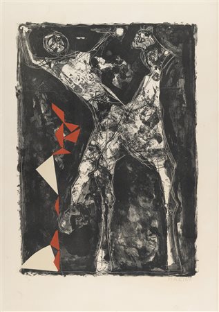 Marino Marini (Pistoia, 1901 - Viareggio, 1980) Cavalier sur fond noir etoile...