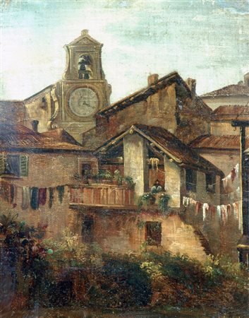 LUIGI BETTINELLI(Bergamo, 1824-1892)Il Monte di Pietà visto dalla Renulacirca...