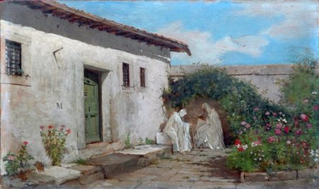 GIOACCHINO TOMA(Galatina 1836 - Napoli 1891)Lettura nel cortile del...