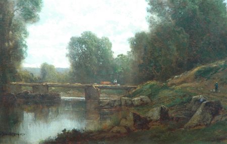 Charles-François Daubigny(1817-1878)Ponte sull'Oise1870Olio su tela, cm...