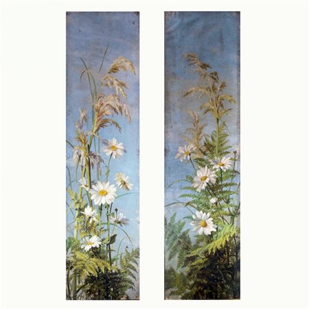 BERTHA MAGUIRE(attiva 1851-1900)Le margheriteOlio su tela, cm 100 x...