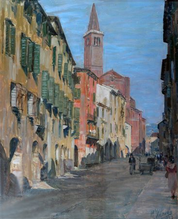 MARCELLO VIANELLO(Verona 1909-1985)Sottoriva1957Olio su tavola, cm...