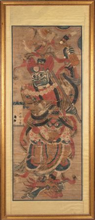  
Dipinto raffigurante Yama, Re degli Inferni. Inchiostro e colore su carta. Cina, dinastia Qing,XIX secolo 
 Altezza 150 cm; larghezza 65 cm