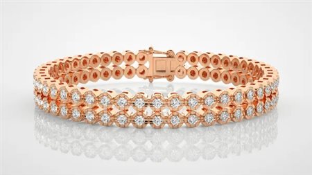 BRACCIALE A CATENA IN ORO ROSA 14K CON DIAMANTI 2.83 CT - DOC-0031067-0036