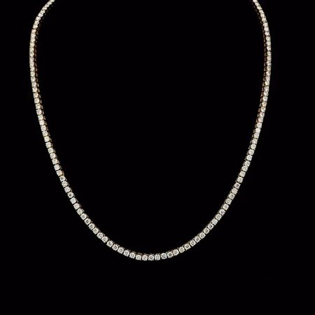 COLLANA TENNIS IN ORO GIALLO 14K CON 163 DIAMANTI LAB GROWN 7.08 CT (41 CM) - DOC-0039323-0002