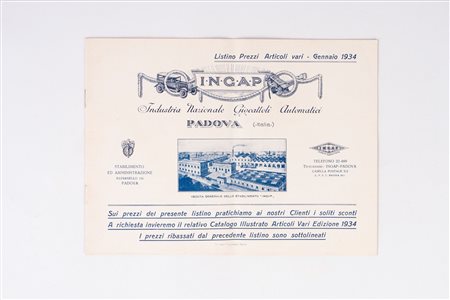 Ingap - Listino prezzi Gennaio 1934, 1934
