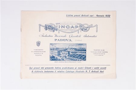 Ingap - Listino prezzi Gennaio 1932, 1932