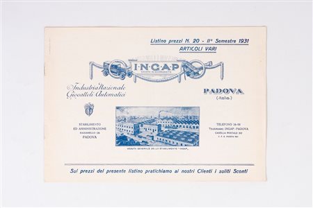 Ingap - Listino prezzi II° Semestre 1931, 1931