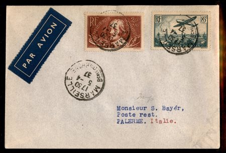 Europa e Oltremare - Francia - Volo Marsiglia Palermo 5.4.37 (Longhi 3633)