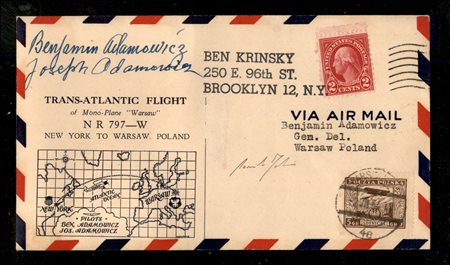 Europa e Oltremare - Stati Uniti D'america - Volo Trans-atlantico New York Varsavia 27.6/2.7 1934