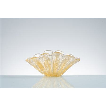 ERCOLE BAROVIER, Centrotavola in vetro serie "Cordonato d'oro"