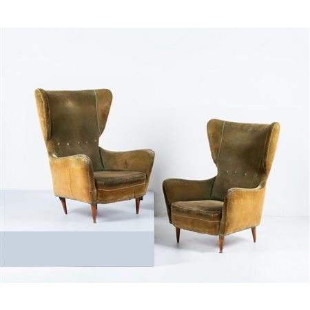 ALOISIO ATTORINO (Attr.), Coppia di poltrone mod. ”Wingback”
