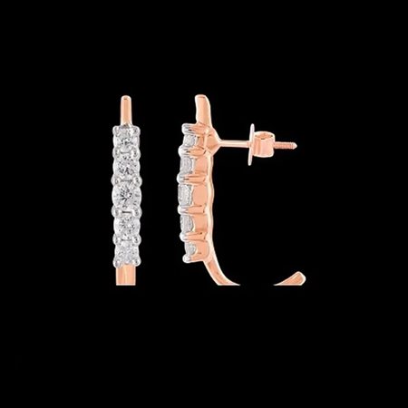 ORECCHINI A LOBO IN ORO ROSA 14K CON DIAMANTI NATURALI 0.09 CT - DOC-0013562-0005