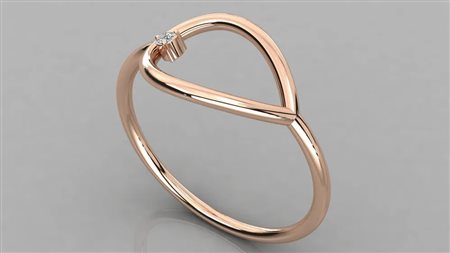 ANELLO IN ORO ROSA 14K CON DIAMANTE DA 0,02 CT CERTIFICATO GEMMOLOGICO ALLEGATO - DOC-0038126-0036