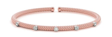 BRACCIALE RIGIDO (CUFF) IN ORO ROSA 10K E DIAMANTI (0.10 CT) - DOC-0034435-0001