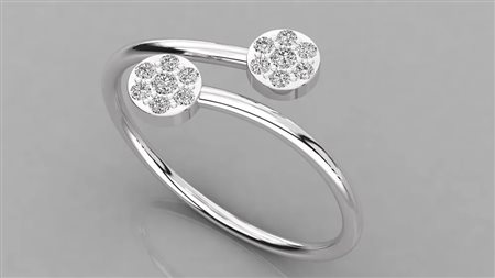 ANELLO IN ORO BIANCO 14K CON DIAMANTE DA 0,08 CT E HALO DA 0,03 CT CERTIFICATO GEMMOLOGICO ALLEGATO - DOC-0038043-0024