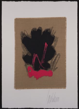 SALVATORE EMBLEMA (1929-2006)Rosso Vesuviano, 2004 Serigrafia su tela di iuta...