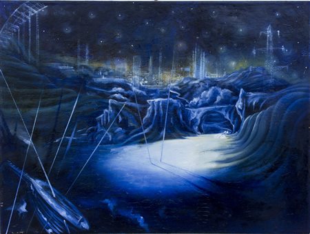 ALBERTO MARTINI (1973)Al chiaro di luna, 2003 Olio su telaCm 90x120Firma,...