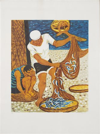 GIUSEPPE MIGNECO (1908-1997)Senza Titolo Serigrafia 28 colori su cartaCm...