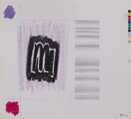 ENNIO FINZI (1931)Senza Titolo Tecnica mista su cartoncinoCm 22x27Firma in...