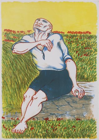 GIUSEPPE MIGNECO (1908-1997)Riposo LitografiaCm 70x50Firma a matita in basso...