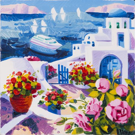 ATHOS FACCINCANI (1951)Angolo di poesia a Santorini Olio su telaCm 30x30Firma...