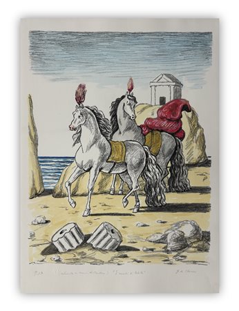 GIORGIO DE CHIRICO (1888-1978) - Cavalli in riva al Tirreno (I cavalli mediterranei), 1970