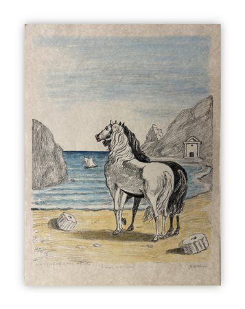 GIORGIO DE CHIRICO (1888-1978) - I Cavalli di Achille, 1971