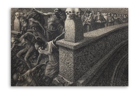 GIOVAN BATTISTA CREMA (1883-1964) - La morte al ponte dei quattro capi, 1910 circa