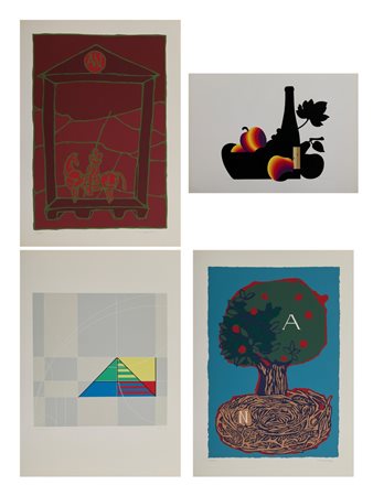 ARTISTI VARI - FRANCESCO CASORATI, PIETRO GALLINA, FRANCESCO TABUSSO E LUIGI VERONESI -QUATTRO SERIGRAFIE PER ALBERTO E NICOLETTA.