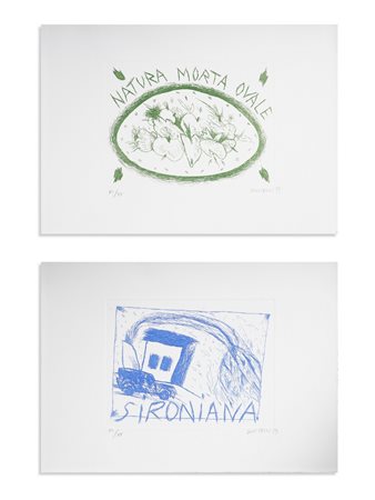 DONZELLI BRUNO (n. 1941) - CARTELLA COMPOSTO DA N.2 FOGLI: SIRONIANA e NATURA MORTA OVALE.