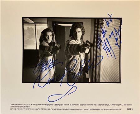 Lethal Weapon 3 Mel Gibson and Rene Russo signed movie photo.