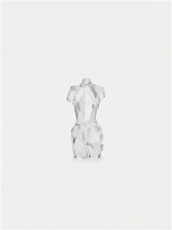 Scultura in cristallo trasparente sfaccettato a forma di torso maschile