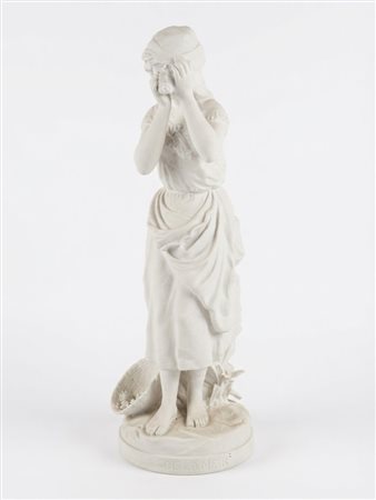 Scultura in Bisque di Porcellana Raffigurante Giovane Donna, 'De la Mer', cm 71 Francia