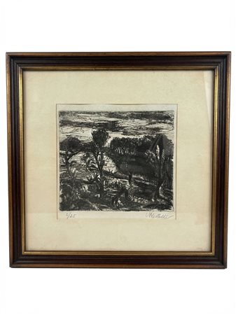 A. Martelli Paesaggio con bosco e alberi Acquaforte e incisione