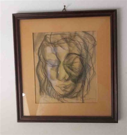 Attilio Curreri, Ritratto di Volto, Disegno a Carboncino su Carta
